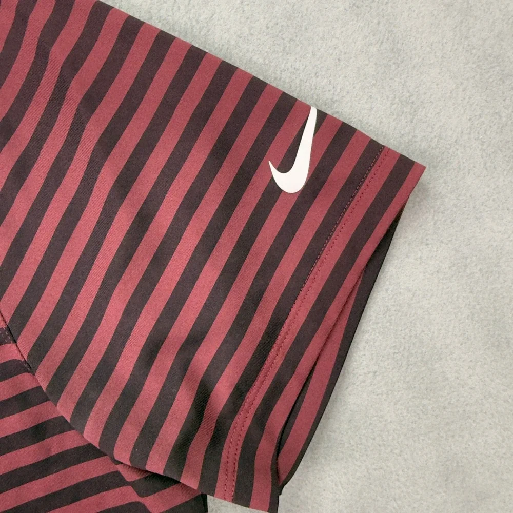 Nike Golf Mens Dri-FIT Striped Polo Shirt Burgundy Black 891853-681 Size M - Picture 6 of 8